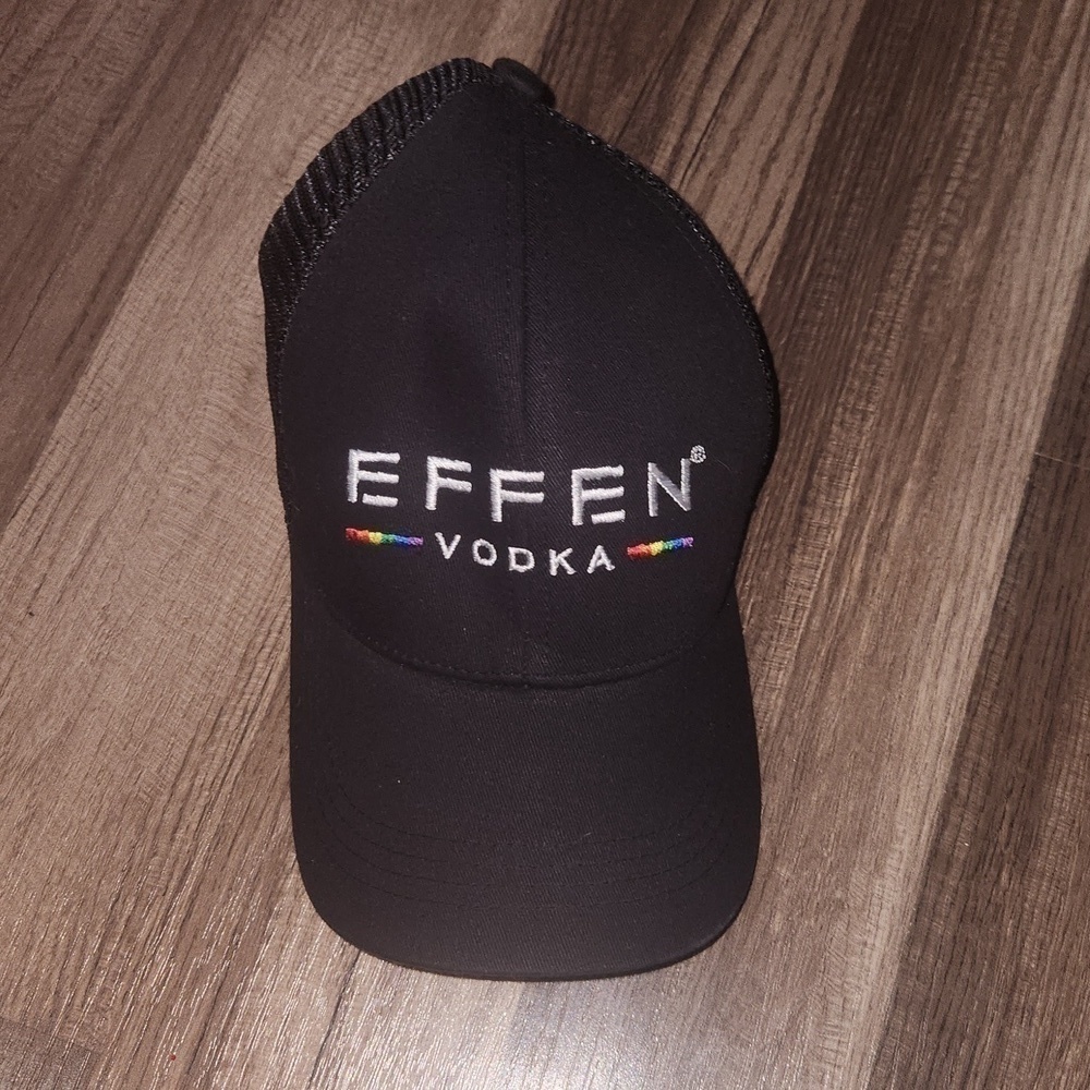 Effen Vodka Trucker Mesh Hat Black Spell Out Baseball Cap New